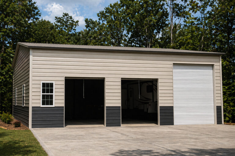 30x40x14 vertical roof triple wide metal garage